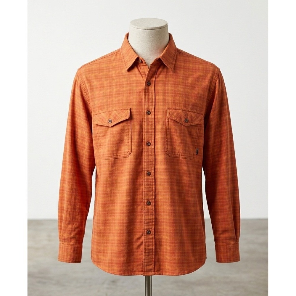 Men's Patagonia Organic Cotton Plaid Flannel Shirt Long Sleeve Burnt Orange
